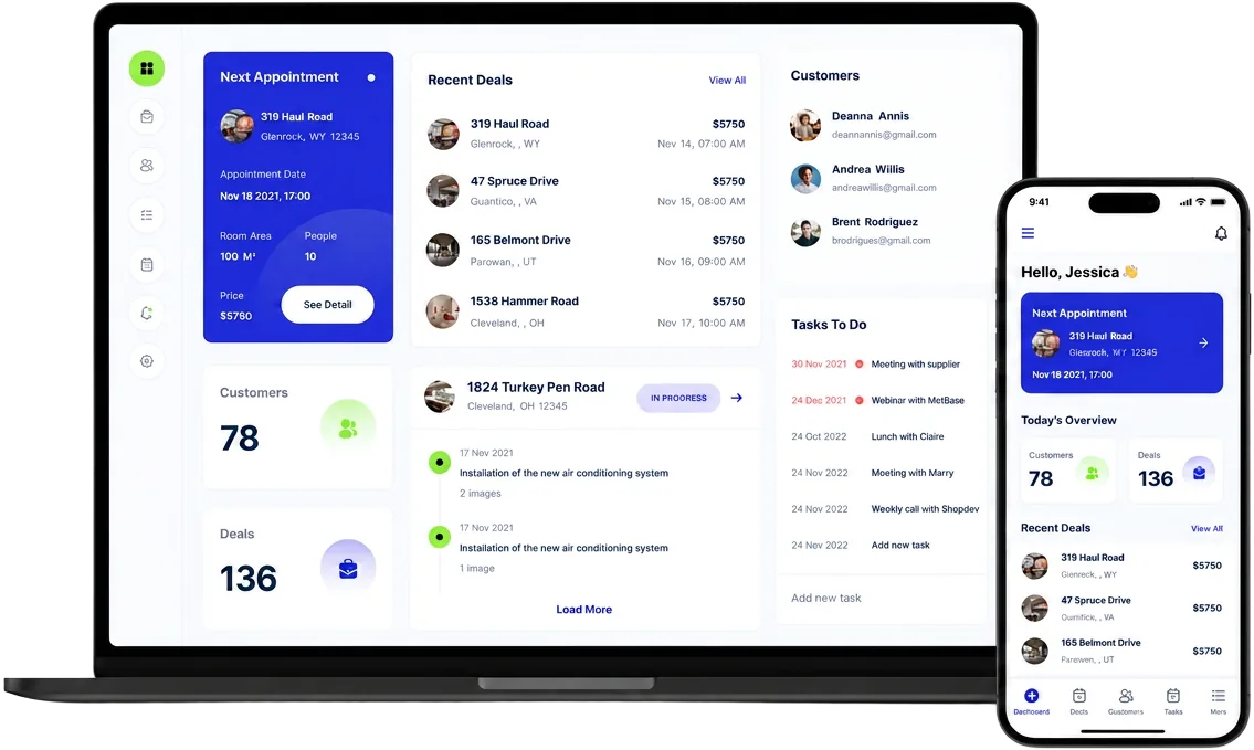 Sparkhaus CRM on desktop and mobile for solar businesses